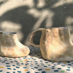 chuhsienearth 13 the mugs “cream shoes”coffee beige handmade 1枚目の画像