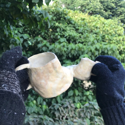 chuhsienearth 13 the mugs “cream shoes”coffee beige handmade 8枚目の画像