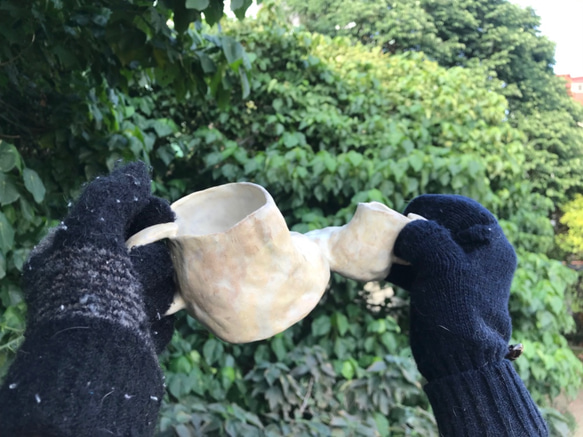 chuhsienearth 13 the mugs “cream shoes”coffee beige handmade 8枚目の画像
