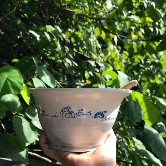 「剉冰」竹土石山 chuhsienearth 13 石山系列 泡麵碗 大碗 溫潤 陶瓷 器皿 生活 大海 大地色 藍 第6張的照片