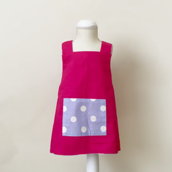 兒童 ♡ 雙面圍裙 90-100 碼紫色圓點和深粉色 第2張的照片