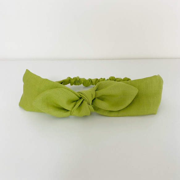 グリーン リボン付きヘアバンド リボン取り外し可能 ターバン ターバン
