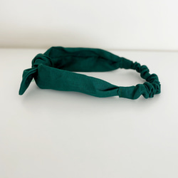 [定制] 兒童♡帶緞帶的髮帶亞麻深綠色 第2張的照片