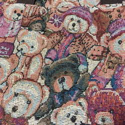 巾着バッグ④（内布帆布）ぷっくり可愛い　テディベア風柄　ピンク 4枚目の画像