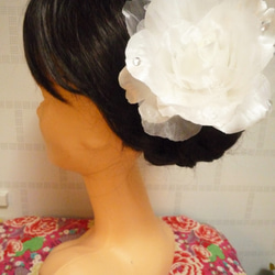 髪飾りAliceオーガンジー大輪の白いバラ　和装、卒業式　パーティー 3枚目の画像
