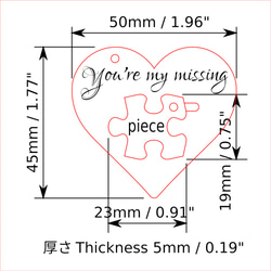 ペアカップル キーチェーン キーホルダー ハート ジグソーパズル ピース 7枚目の画像