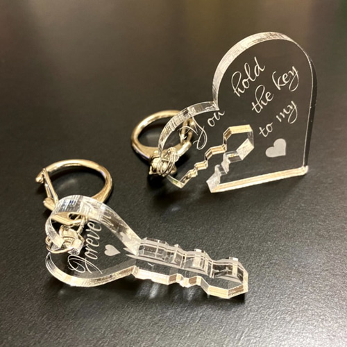 ペアカップル キーチェーン キーホルダー ハート & 鍵 ①