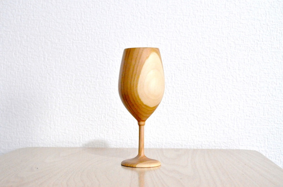 木のワイングラス２個セット（山さくら） 4枚目の画像