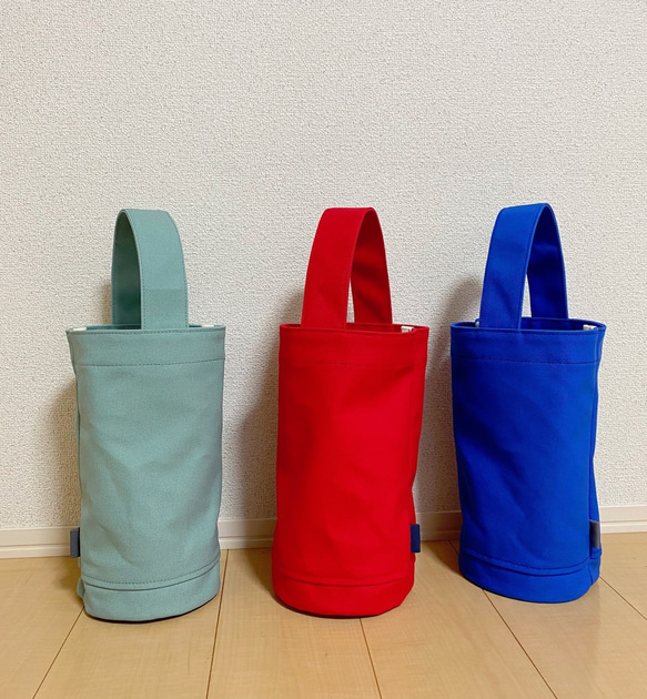 安芸帆布のシンプル筒型トートbag(ブルー) 1枚目の画像