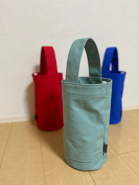 安芸帆布のシンプル筒型トートbag(ブルー) 2枚目の画像