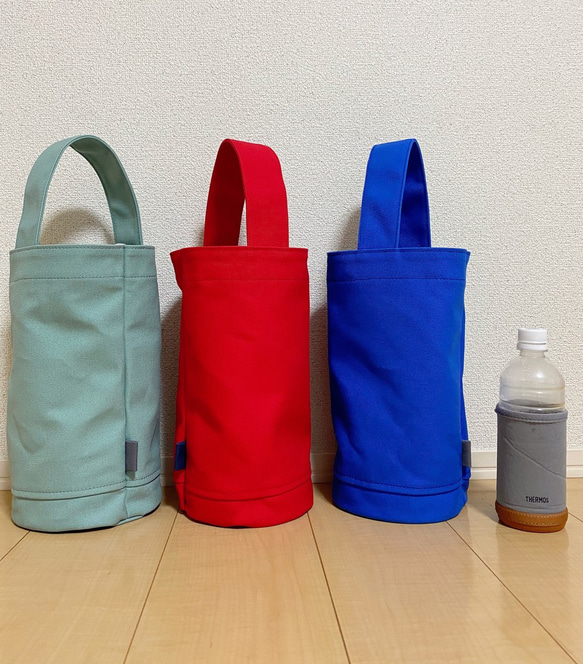 安芸帆布のシンプル筒型トートbag(ブルー) 5枚目の画像