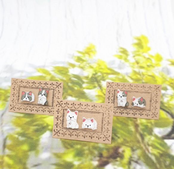 ピアス レディース フレンチブルドック 小さい 動物　犬 レジン サージカルステンレス 樹脂ピアス 可愛い 送料無料　 2枚目の画像