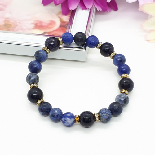 高品質ラリマー ブレスレット内径16〜16.5cm(8〜mmラウンド)