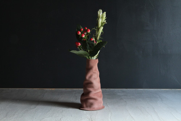 花瓶カバー/花瓶　2点セット　brown 2枚目の画像