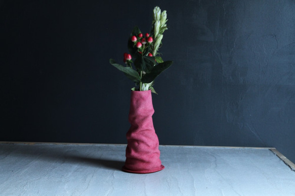 花瓶カバー/花瓶　2点セット　red 4枚目の画像