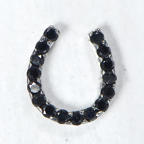 K18/Pt900 ブラックダイヤモンド ホースシュー ペンダントトップ【S】BR0822-28