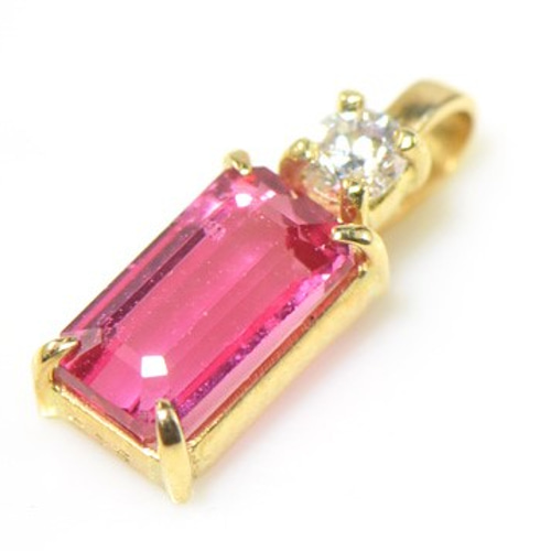 K18 ホット ネオン 上質 ピンク スピネル ダイヤモンド ペンダント