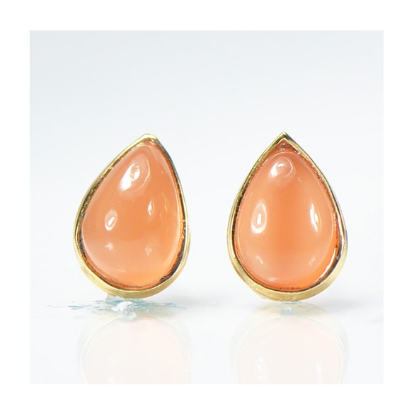 K18 オレンジムーンストーン 雫 ピアス BP03555-28