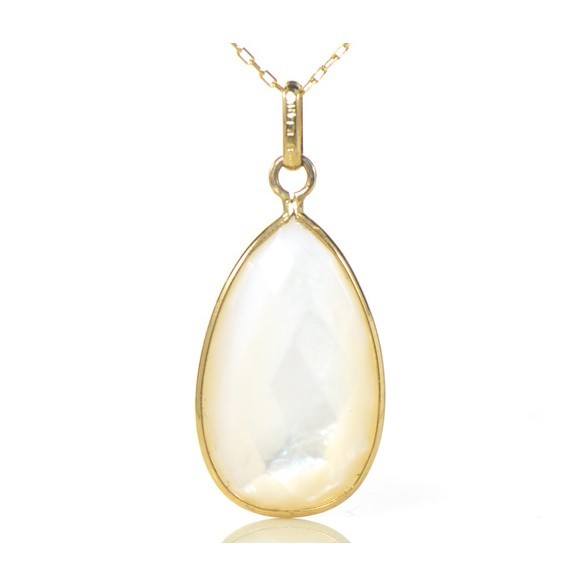 K18 ホワイトシェル ペンダントトップ 白蝶貝 ダブルカット CC043-28