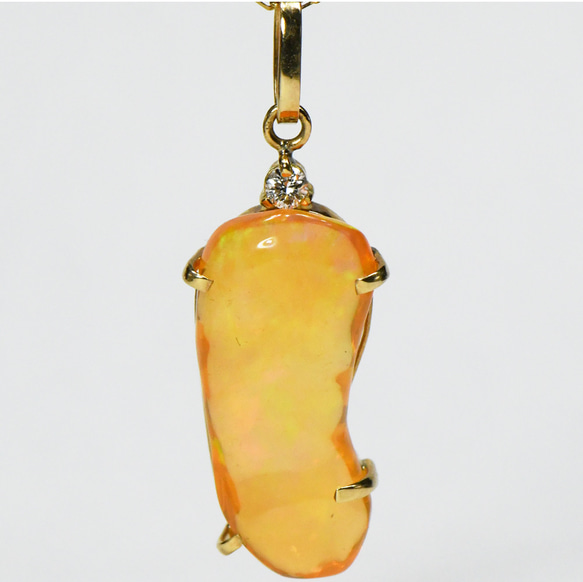 K18 メキシコ バロックオパール×ダイヤモンド ペンダントトップ K18