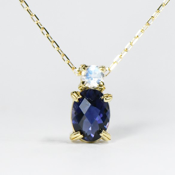 K18 アイオライト ブルームーンストーン ペンダントトップ BP01111-28