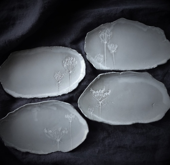 「2枚選べるボタニカルプレートＭ」デザート皿 フルーツ皿 アクセサリートレー 陶器  洋食器 ギフト陶磁器 6枚目の画像