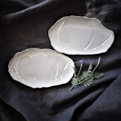 「2枚選べるボタニカルプレートＭ」デザート皿 フルーツ皿 アクセサリートレー 陶器  洋食器 ギフト陶磁器 5枚目の画像