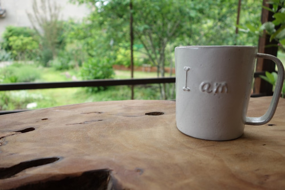 「コトバカップ-トール/I amとI will」 コーヒーカップ マグカップ 陶器 陶磁器 1枚目の画像