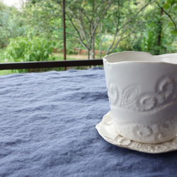 「THOHEN/陶片 カップ 『ツタ模様』 ホワイト」ティーカップ 陶器 陶磁器 4枚目の画像