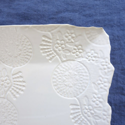 「THOHEN/陶片 スクエア・オフホワイト」 大皿 ワンプレート デザート皿 陶器 陶磁器 5枚目の画像