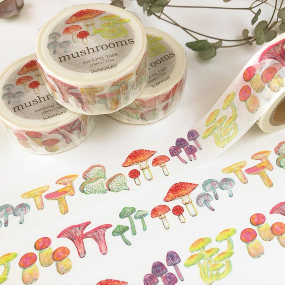 mushrooms きのこ マスキングテープ（Washi tape） 1枚目の画像