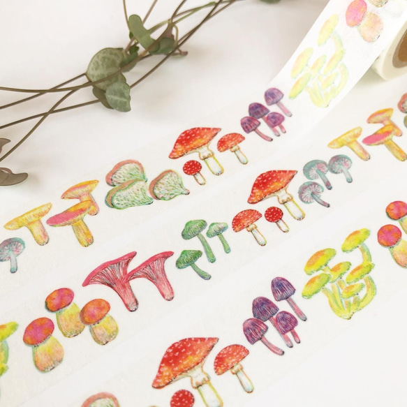 mushrooms きのこ マスキングテープ（Washi tape） 2枚目の画像