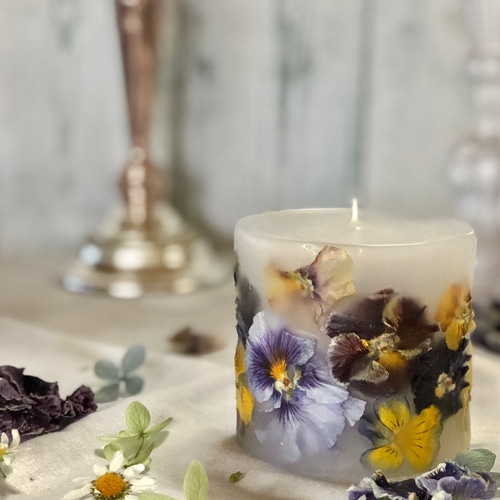 オーダーお受けします パンジー、ビオラのボタニカルキャンドル