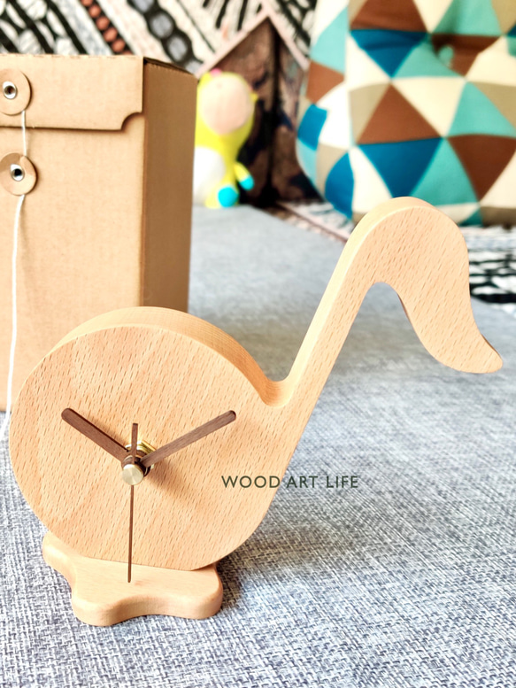 《Wood.Art.Life梧藝生活》原木小巧音符桌上小時鐘 第3張的照片