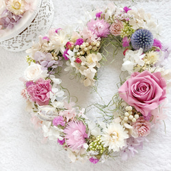 ハート型リース＊カーネーションと薔薇プリザーブド・ドライフラワー