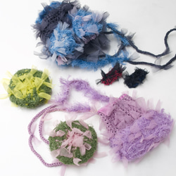 サステイナブルな”苔むす”咲き編みポーチ：ピンク【遠州織物×咲き編み】 8枚目の画像
