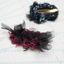 Sustainable tweed-style hair clip: red [Enshu textile x Saki kni 第4張的照片