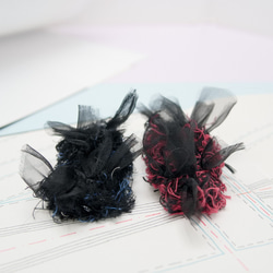 Sustainable tweed-style hair clip: red [Enshu textile x Saki kni 第7張的照片