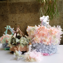 咲き編みフラワーバッグ～グリーンバスケット 5枚目の画像
