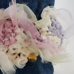 香辣柔和盛開的針織花×牛仔布袋 第3張的照片