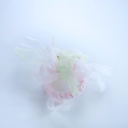 mini｜サクラ｜彩る咲き編みシュシュ 6枚目の画像