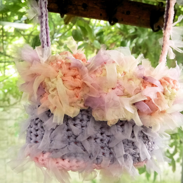 咲き編みフラワーのショルダーバッグ【Order】 2枚目の画像