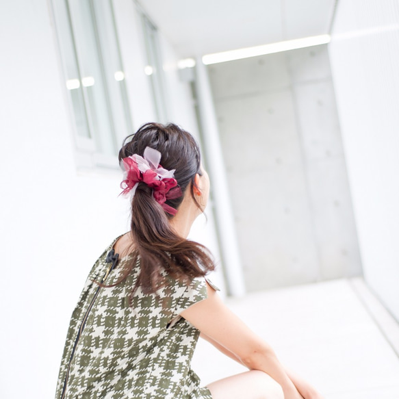 美酒～彩色花漾編織髮圈 / 髮飾 / 細髮圈 / hair accessories / scrunchies 第7張的照片