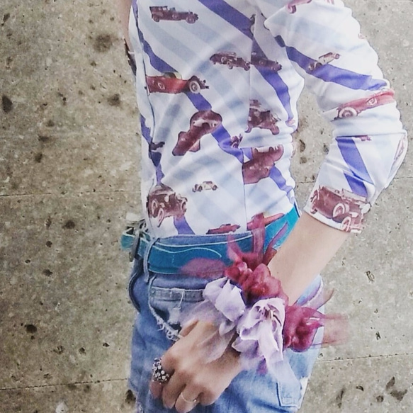 美酒～彩色花漾編織髮圈 / 髮飾 / 細髮圈 / hair accessories / scrunchies 第11張的照片