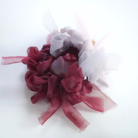 美酒～彩色花漾編織髮圈 / 髮飾 / 細髮圈 / hair accessories / scrunchies 第8張的照片