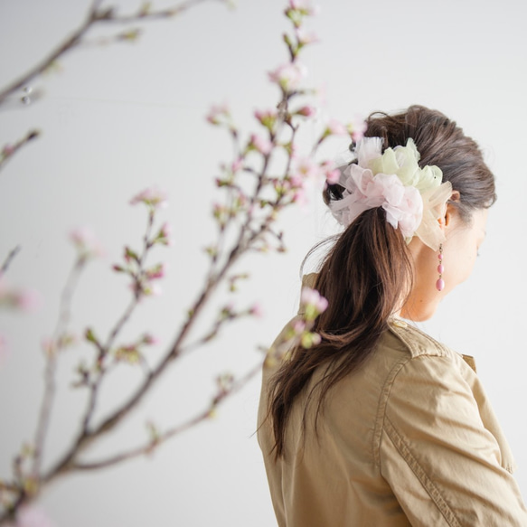 櫻花～彩色花漾編織髮圈 / 髮飾 / 細髮圈 / hair accessories / scrunchies 第1張的照片