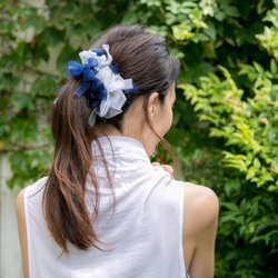 蔚藍海洋～彩色花漾編織髮圈 / 髮飾 / 細髮圈 / hair accessories / scrunchie 第9張的照片