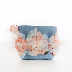 Lovely Pastel- 咲き編みフラワー×デニムポーチ 5枚目の画像