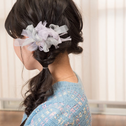 mini｜スミレ｜咲き編みバレッタ/ヘアクリップ 3枚目の画像