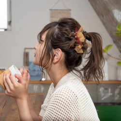 <mini>咖啡～花漾編織髮夾 第1張的照片